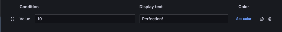 Значение 10, сопоставленное с текстом Perfection!