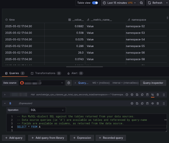 Add the SQL expression