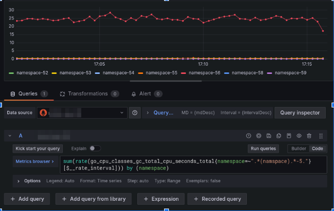 Example using a Prometheus query